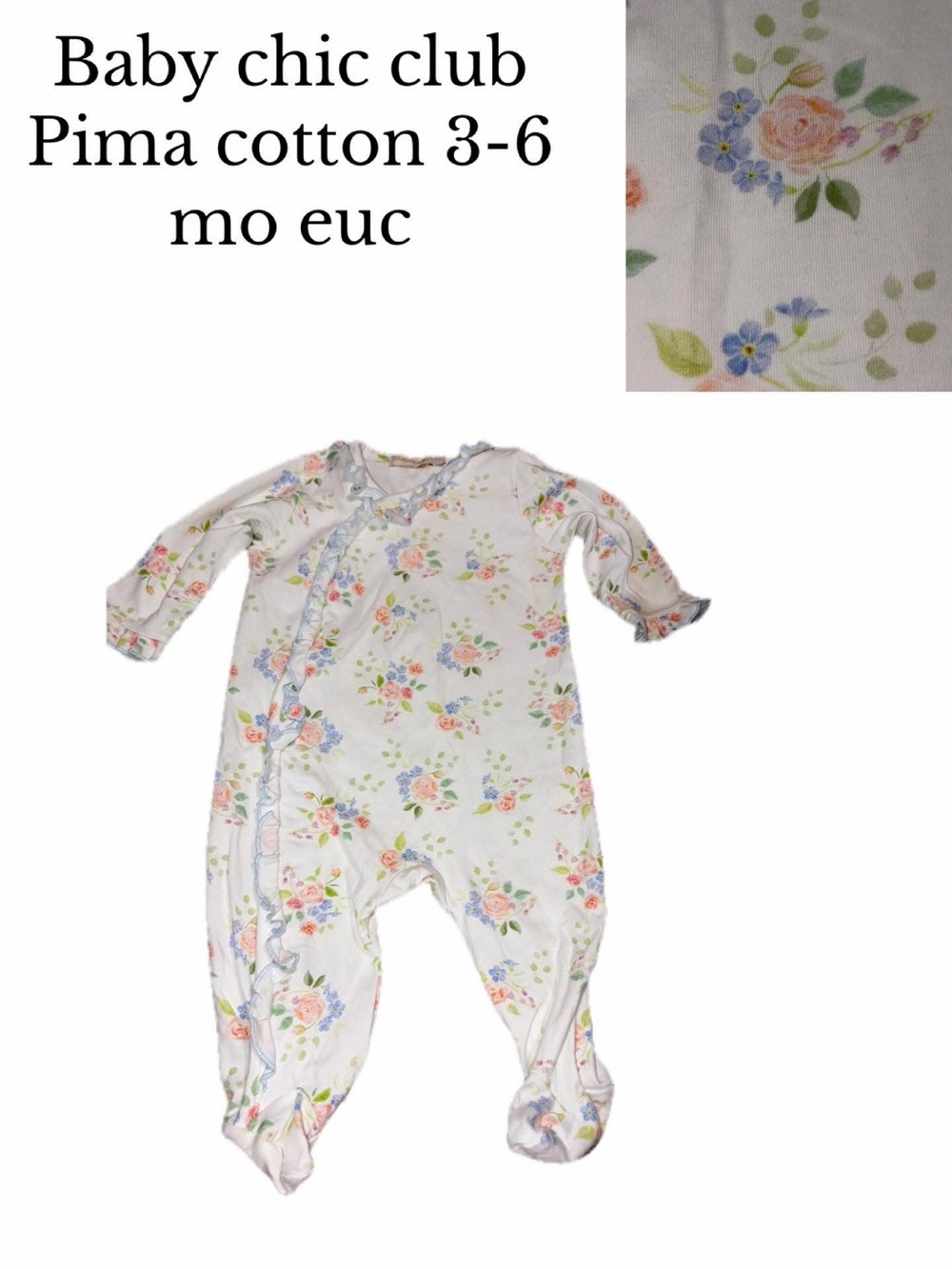 Baby club chic Pima cotton floral footie 3-6 months